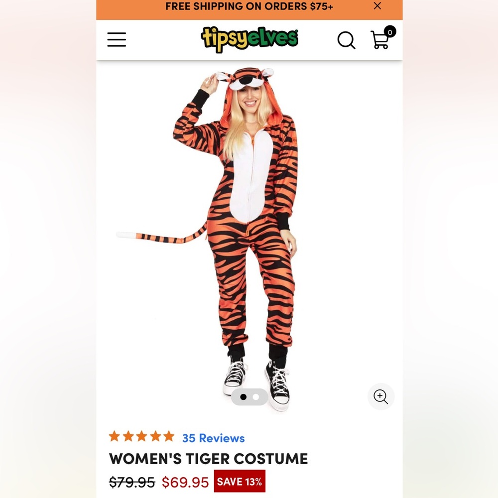 NWOT TIPSY ELVES Women’s Tiger Costume M